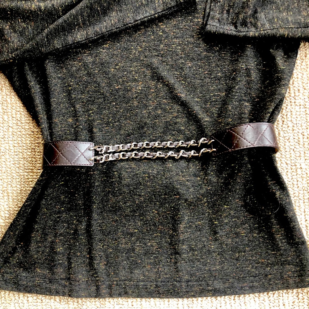 Brown calf leather chain belt
